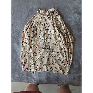 Banana Republic Womens Tan Floral Halter Neck Sleeveless Blouse Size M Pink